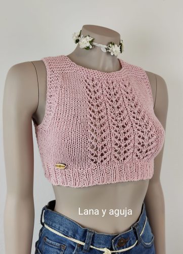 Top corto rosa. Talla S