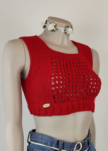 Top corto rojo. Talla S
